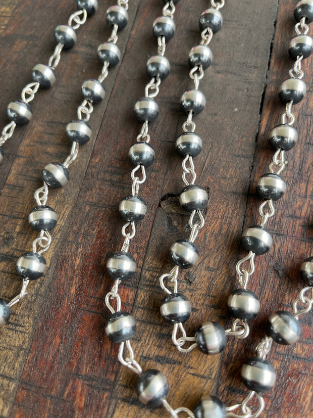 62" 9mm Navajo Pearl Rosary Necklace