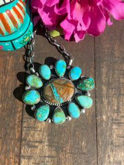 Boulder Ribbon and Sonoran Turquoise Cluster Necklace