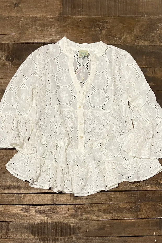 New Day Dawning Eyelet Top