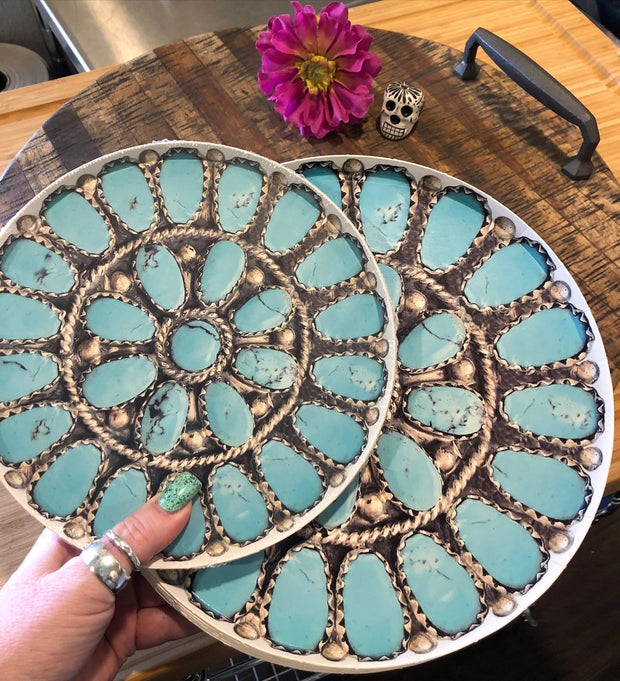 Hippie Cowgirl Turquoise Cluster Dinner Paper Plates
