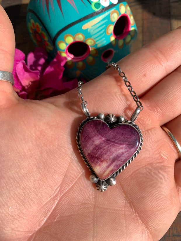 Purple Spiny Heart Necklace #6