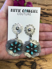 "Diamond Turquoise" Cluster Stud Earrings