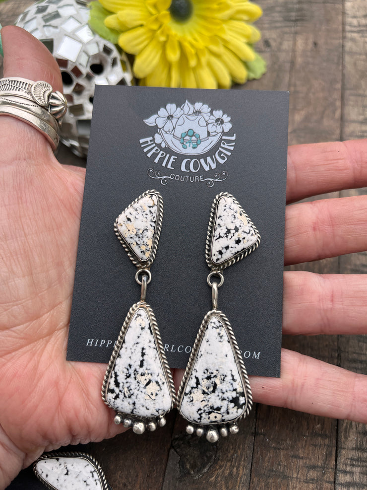 2 Stone White Buffalo Earrings