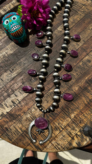Purple Spiny Squash Blossom Necklace