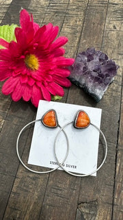 Orange Spiny Hoop Studs #1