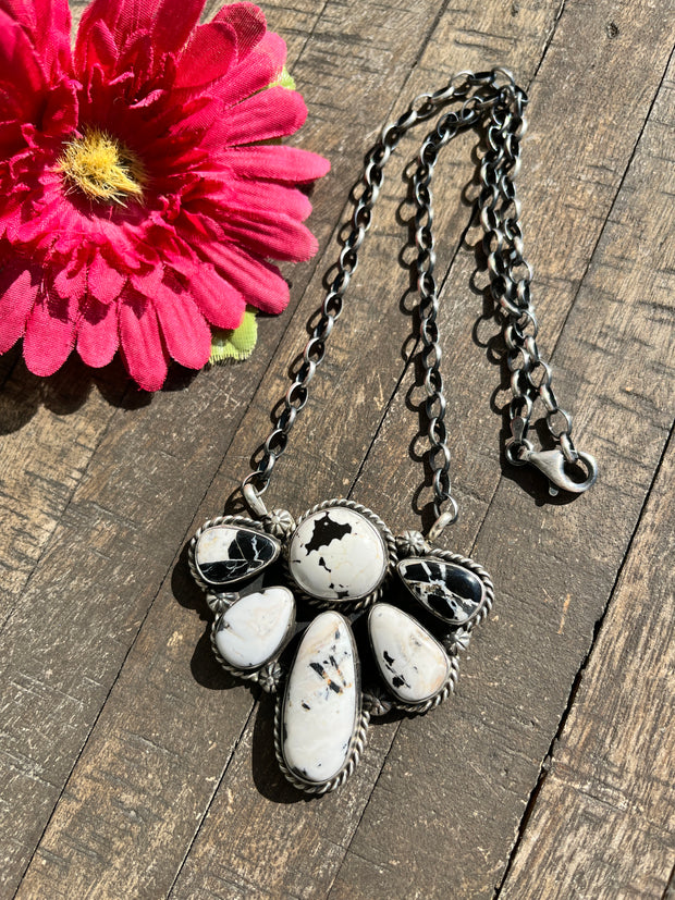 White Buffalo Half Cluster Necklace #3