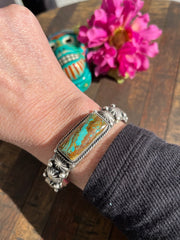 Stamped Royston Turquoise Cuff #1