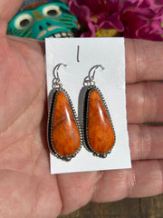 Orange spiny Dangle Earrings #1