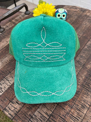 Turquoise Boot Stitch Hat