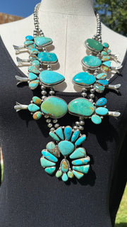 Kingman Turquoise Squash Blossom Set