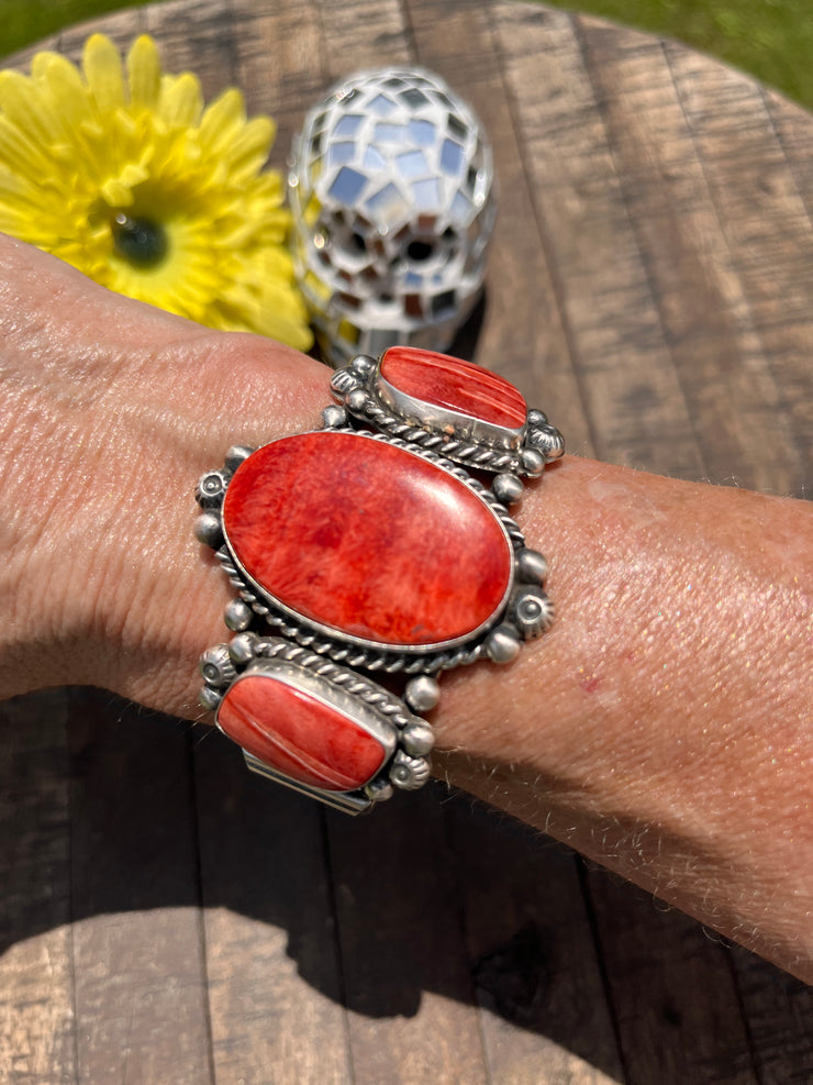 3 Stone Red Spiny Cuff