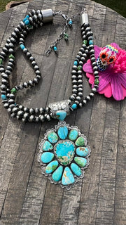 Multi Strand Pearl and Sonoran Gold Pendant Necklace #2