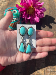 2 Stone Dangle Earrings