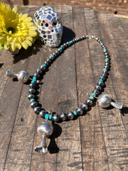 Sterling Pearl and Kingman Blossom Necklace