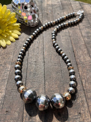 18" Navajo Style Pearl and Gold Filled Beads