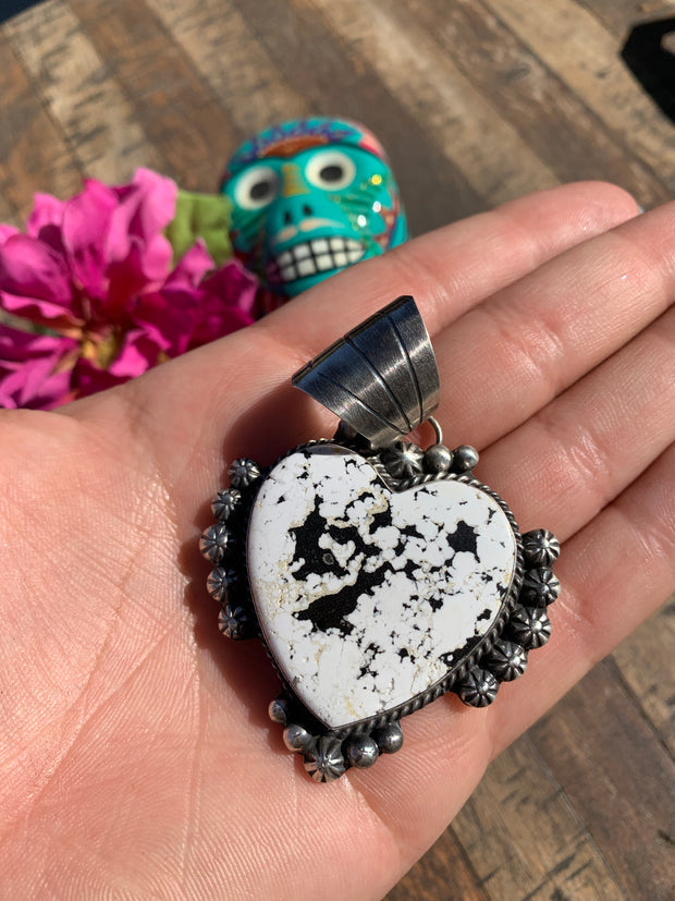 White Buffalo Heart Pendant