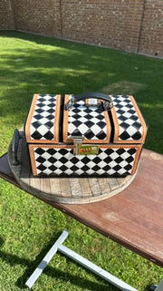Checkerboard Cowhide and Leather Jewelry Box