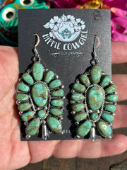 Kingman Turquoise Cluster Dangle Earrings B