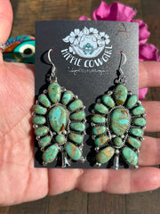 Kingman Turquoise Cluster Dangle Earrings A
