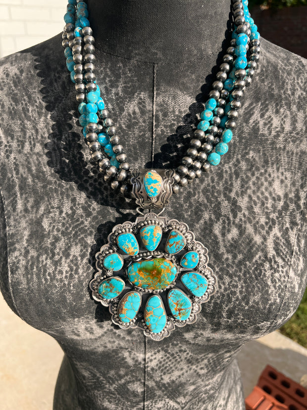 Royston Pendant on 4 Strand Bead Necklace