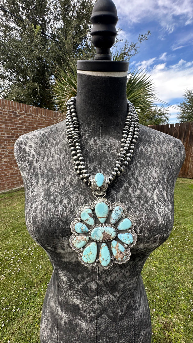 Multi Strand Pearl and Golden Hills Pendant Necklace #2