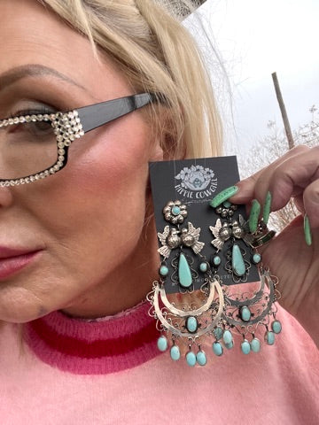 Sterling and Turquoise Filigree "Wedding" Earrings