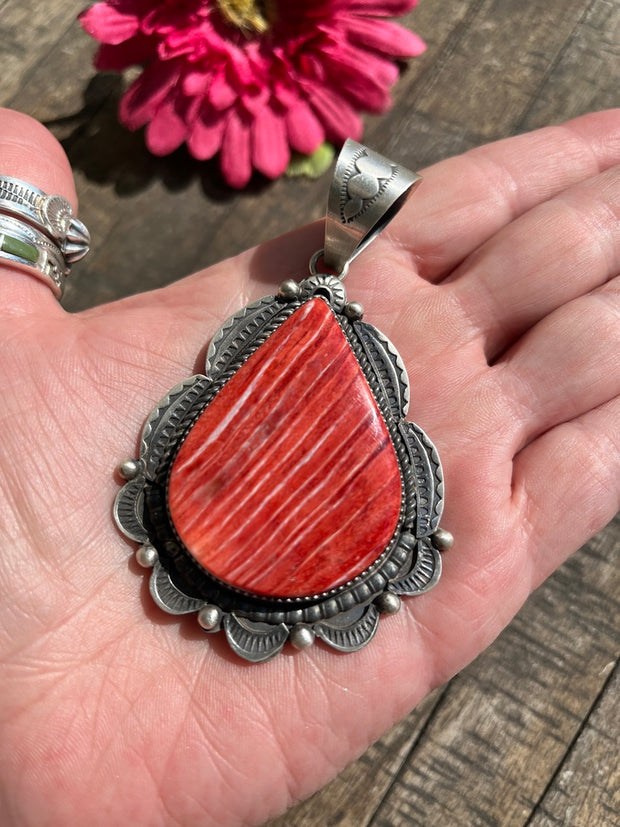 Teardrop Red Spiny Pendant