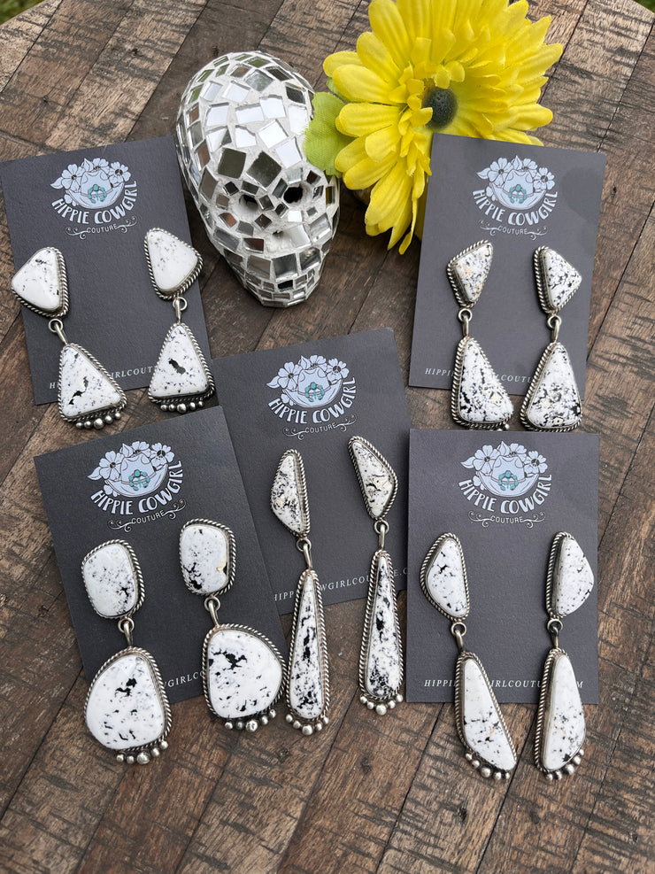 2 Stone White Buffalo Earrings