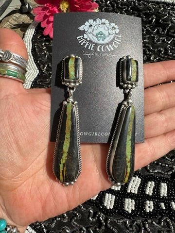 Blackjack Turquoise Two Stone Earrings #1