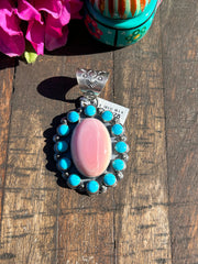 "Cotton Candy" and Kingman Turquoise Pendant #1