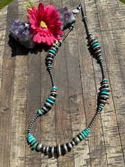 32" Graduated Kingman and Rondelle Necklace