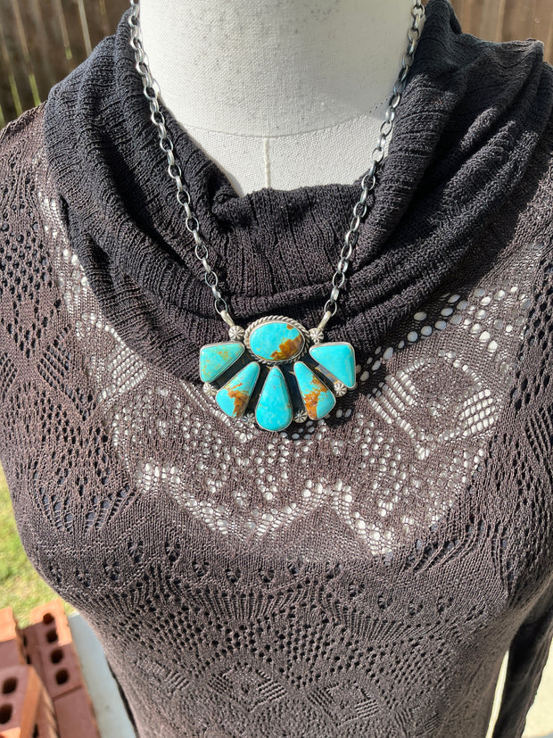 Blue Kingman Half Cluster Necklace #3