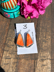 Orange spiny Dangle Earrings #3