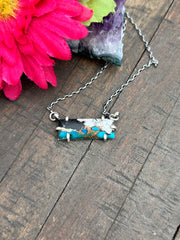 Waterproof Kingman White Buffalo Remix Bar Necklace #3