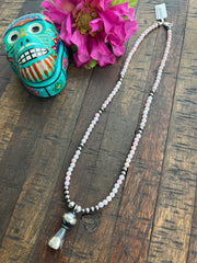 "Cotton Candy" Bead Necklace with Squash Blossom Pendant