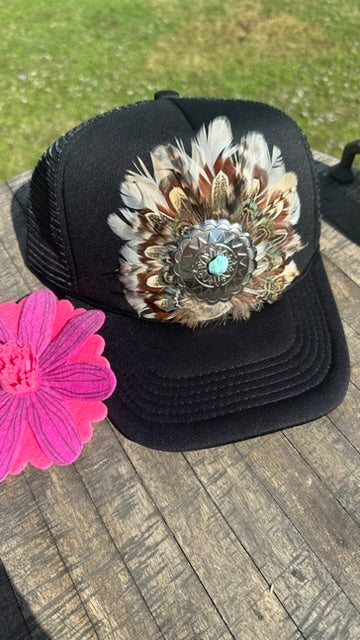 JJ’s XL Concho Light Feather Turquoise Hat