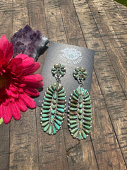 Green Turquoise Cluster Earrings