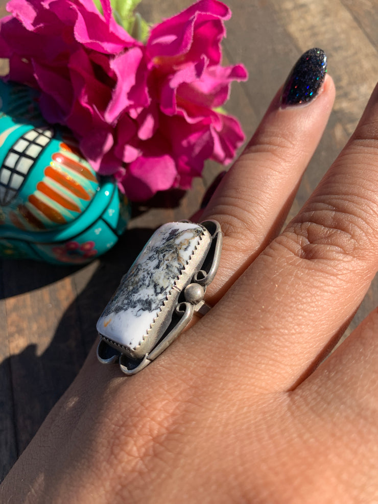 Adjustable White Buffalo Single Stone Ring #2