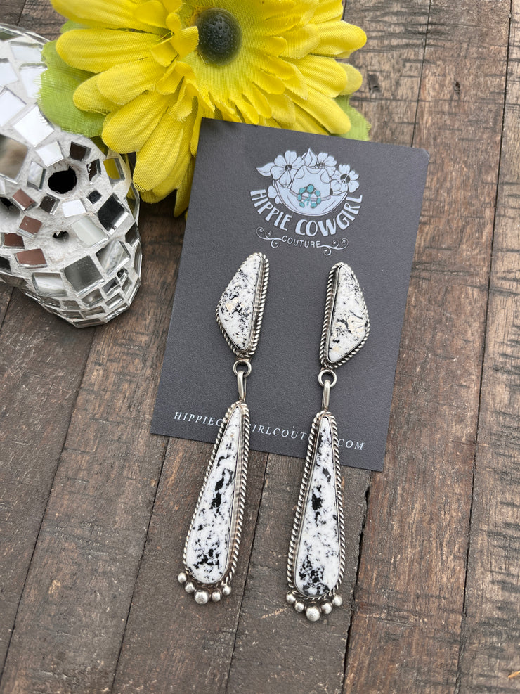 2 Stone White Buffalo Earrings