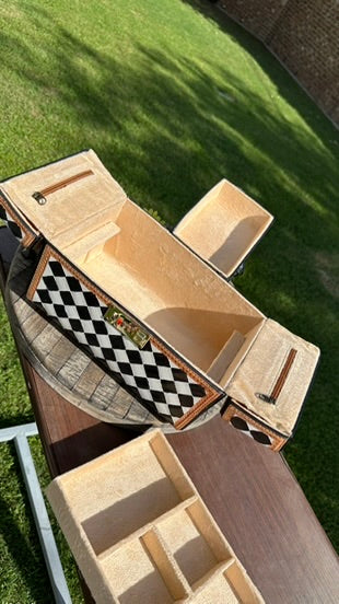 Checkerboard Cowhide and Leather Jewelry Box
