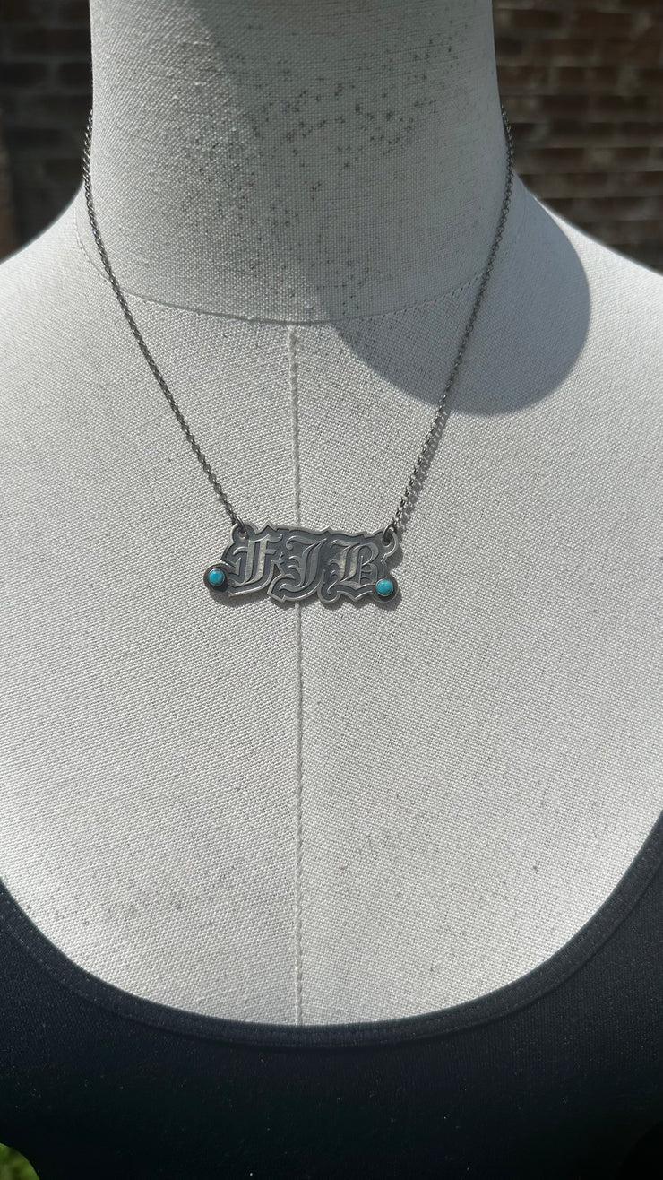 "FJB" Necklace with Kingman Turquoise