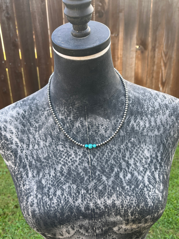 20" "Navajo Style" Pearls and Turquoise Necklace