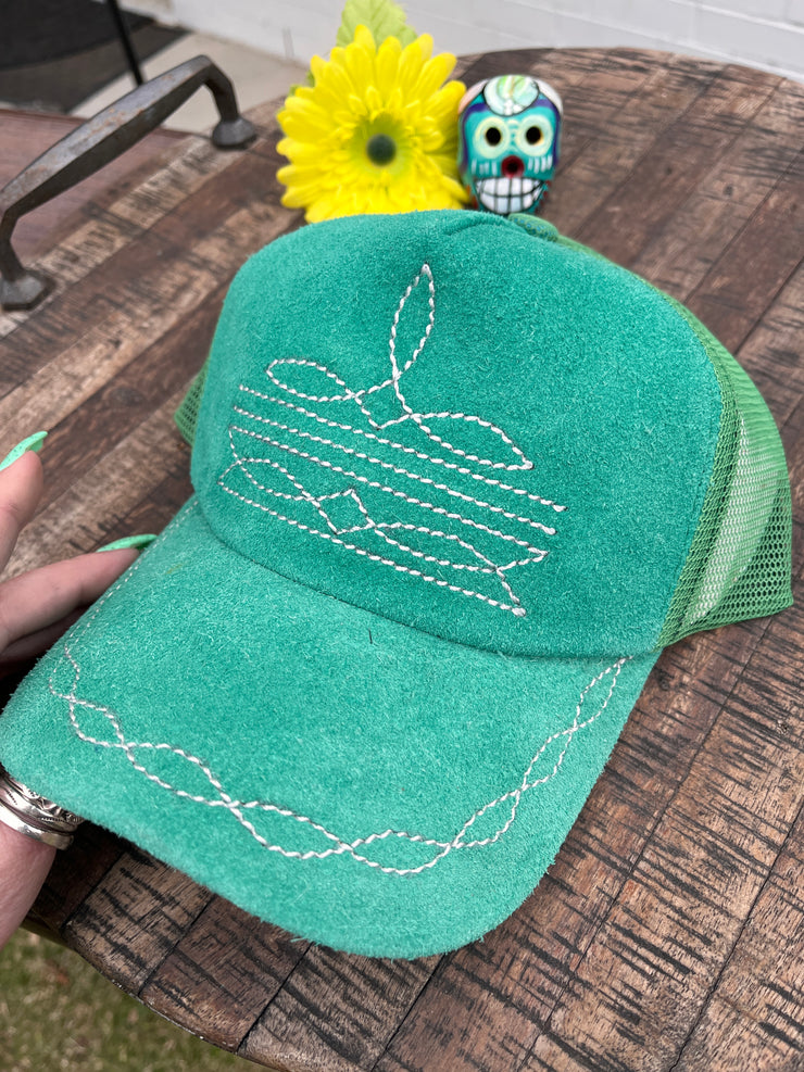 Turquoise Boot Stitch Hat