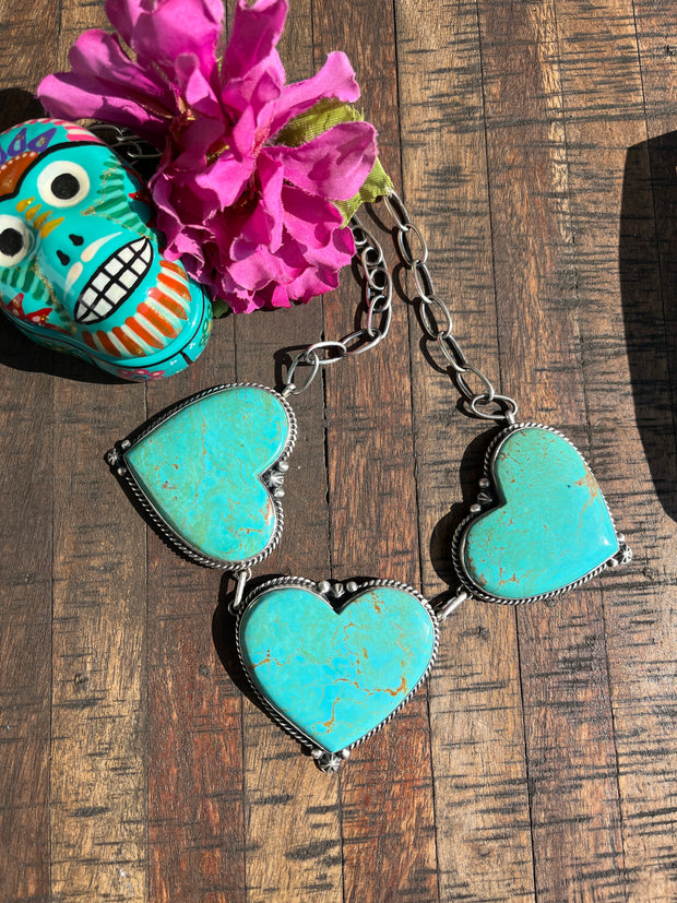 Kingman "Heart Throb" Triple Heart Necklace #2