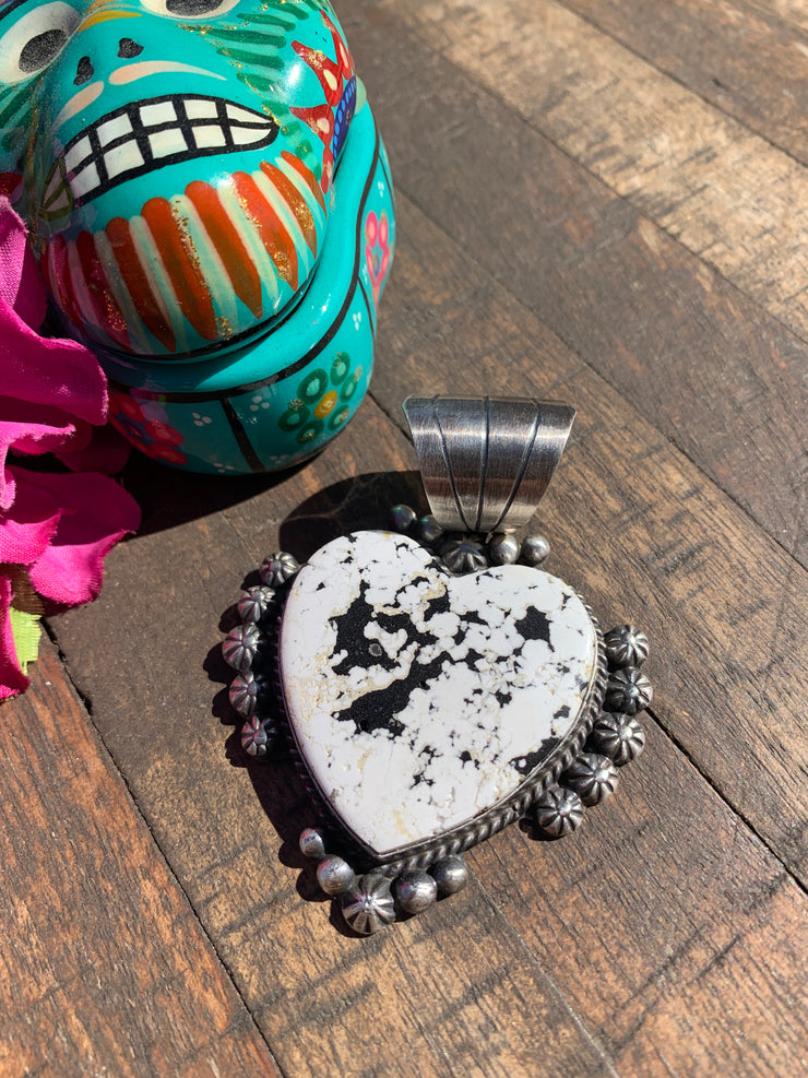 White Buffalo Heart Pendant