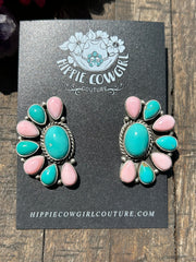 Kingman and "Cotton Candy" Half Cluster Earrings B