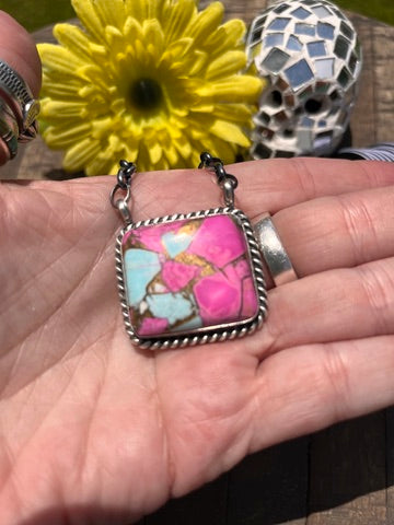 Square Cotton Candy Kingman Necklaces