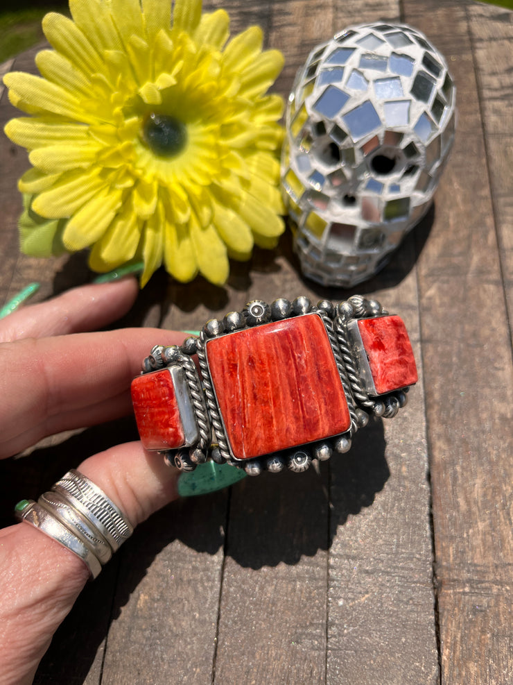 3 Stone Red Spiny Cuff