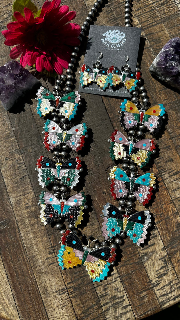 Inlay Butterfly Necklace Set