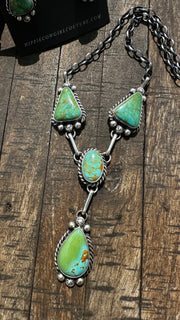 4 Stone Kingman Turquoise Mini Lariat Set- I